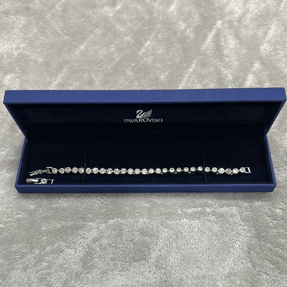 Swarovski Silver Crystal Bracelet in Blue Box